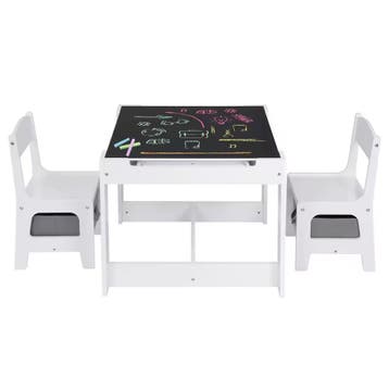 Kinderbureau met 2 Stoelen Wit – 3-in-1 Kindertafel Nieuw, Verzenden, Nieuw, Tafel(s) en Stoel(en)