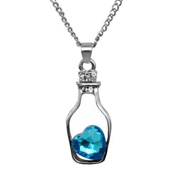 Fako Bijoux - Ketting - Fles Met Hart - Lichtblauw, Verzenden, Nieuw