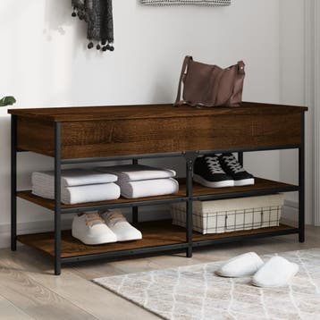 vidaXL Schoenenbankje 100x42,5x50 cm bewerkt hout bruin, Verzenden, Nieuw