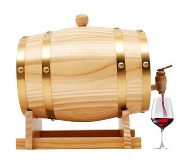 Eikenhouten Wijnvat 3L met Kraan en Standaard– Vintage Dispe, Verzenden, Nieuw