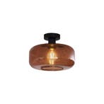 Retro plafondlamp zwart met brons glas - Bizle, Verzenden, Nieuw, Glas, Retro