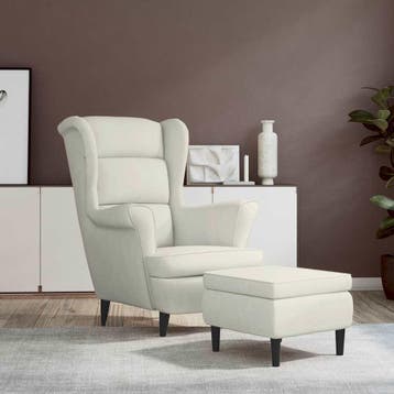 vidaXL Fauteuil met voetenbank fluweel crèmekleurig, Verzenden, Nieuw