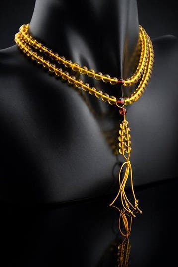 Barnsteen - Baltic Amber Prayer Mala – Golden Yellow Beads