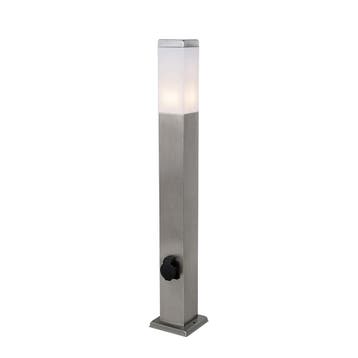 Buitenlamp staal 80 cm met stopcontact IP44 - Malios, Verzenden, Nieuw, Staal
