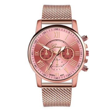 Fako - Horloge - Geneva - Roman - Mesh Look Rosé - Ø 40mm -, Verzenden, Nieuw