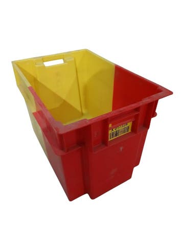 Stapelbak, 600x400x400 mm, euronorm, rood, geel kunststof,, Ophalen of Verzenden, Gebruikt