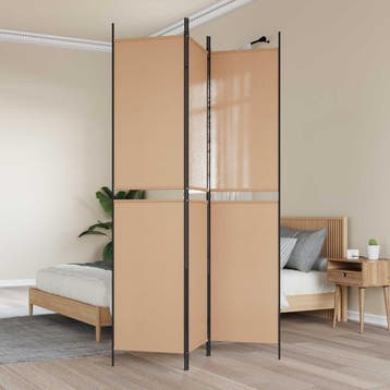 vidaXL 3-Panel Room Divider Beige 150 x 220 cm Stof, Verzenden, Nieuw
