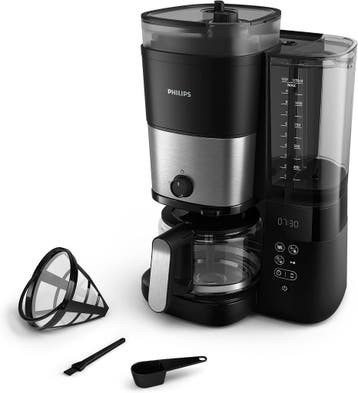 Luxe Koffiemachine met molen | 35% Korting | Zwart/Zilver, 10 kopjes of meer, Koffiemachine, Zo goed als nieuw, Koffiebonen