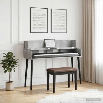 vidaXL studiobureau Betongrijs 130 x 40 x 19,5 cm Bewerkt, Muziek en Instrumenten, Keyboards, Verzenden, Nieuw
