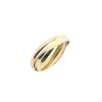Tricolor gouden trinity ring, Gebruikt, Ophalen of Verzenden, 17 tot 18, Dame