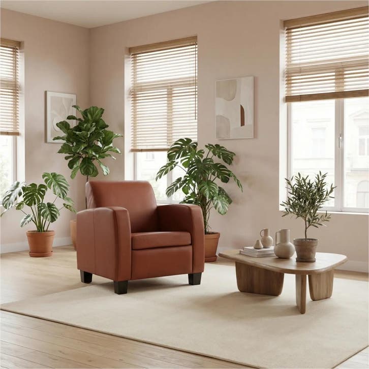 Leren fauteuil Joy - Toledo Terra (donkercognac) - Poten, Huis en Inrichting, Fauteuils, 50 tot 75 cm, 75 tot 100 cm, Nieuw, Leer