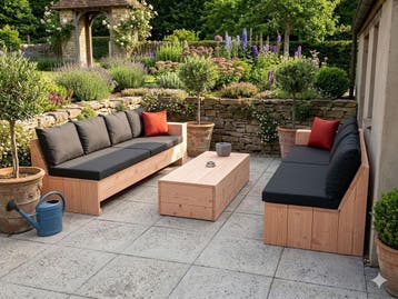 Douglashout Loungeset set Lounge MAATWERK, Nieuw, Hout, Stoel, Loungeset