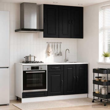 vidaXL Keukenblok KALMAR 5 st Zwart Bewerkt hout, Verzenden, Nieuw, Zwart
