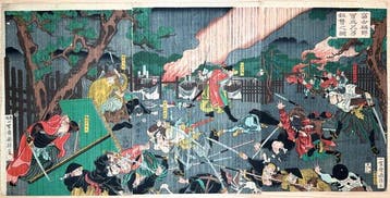 Soga Brothers at Mount Fuji – 1868 Ukiyo-e woodblock print