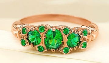 Zonder minimumprijs - Ring - 9 kt. Roségoud, Zilver Smaragd, Sieraden, Tassen en Uiterlijk, Ringen, Nieuw