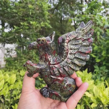 Gegraveerd Kristallen Griffioen Beeldje - 15cm Natuurlijke B