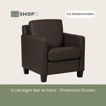 Leren fauteuil Smart - Toledo Espresso (bruin) - Poten hout, Nieuw, Ophalen of Verzenden, Bohemian, Eigentijds, Modern, Retro