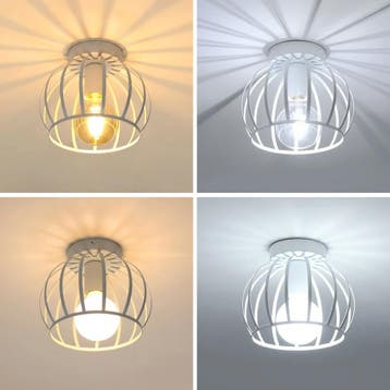 Vintage plafondlamp zwart industrieel kooi E27, Verzenden, Nieuw