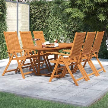 vidaXL 7-delige Tuinset massief acaciahout 160-240 cm, Tuin en Terras, Tuinsets en Loungesets, 6 zitplaatsen, Nieuw, Tuinset, Verzenden