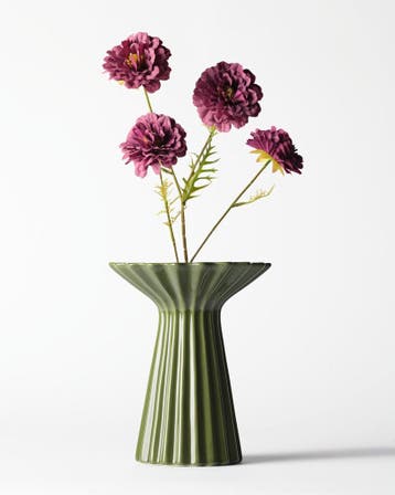 HEMA Vaas 20x24.5cm Zwier keramiek ribbel groen, Verzenden, Nieuw, Groen