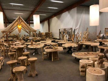 300+ ronde boomstamtafels uit voorraad leverbaar eettafel, Overige houtsoorten, Rond, Nieuw, Ophalen of Verzenden