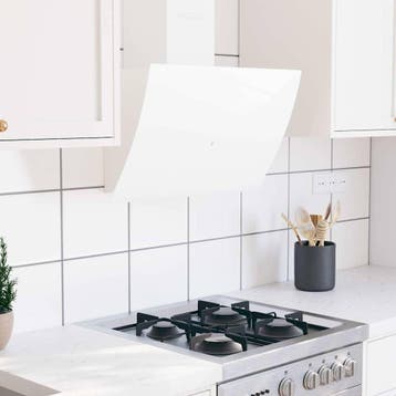 vidaXL Wandafzuigkap 60 cm staal en gehard glas wit, Verzenden, Nieuw