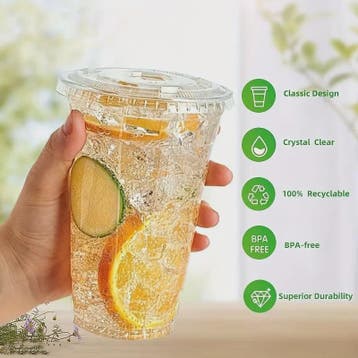 50x Plastic Bekers met Deksel (12/16 OZ) - Ideaal voor Koude, Verzenden, Nieuw