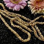 Gouden vierkante koningsschakel ketting; Midas, Ophalen of Verzenden, Gebruikt, Overige kleuren, Goud