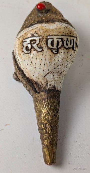 Handgemaakt Conch hoorn - - Hoorn - Nepal - 1960 (Zonder