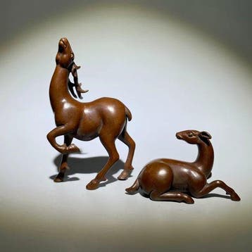 Decoratief ornament (2) - Purple copper double deer ornament