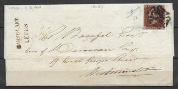 Groot-Brittannië 1841 - Brief met 1 pennie roodlak, Gestempeld