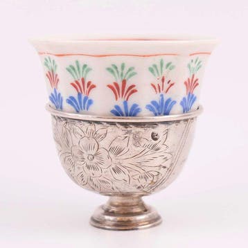 Ottoman Silver Sultan II.Abdülhamid Han Tughra Coffee Cup