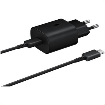 Samsung USB-C snellader set 25W zwart met kabel, Verzenden, Nieuw