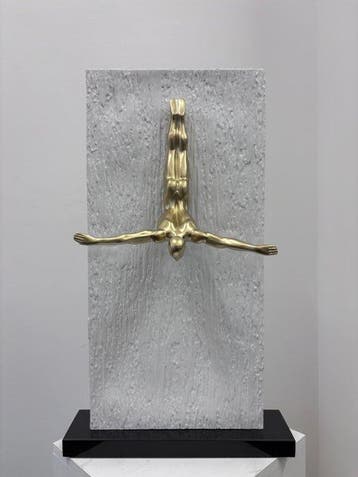 sculptuur, Tuffatore - 64 cm - Hars, Marmer