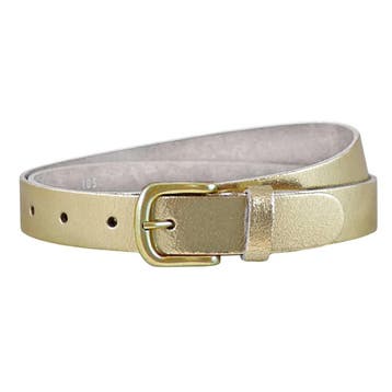 Landley Leren Dames Riem - Leer - 3 cm - Metallic Goud - 115, Kleding | Dames, Riemen en Ceinturen, Overige kleuren, Verzenden