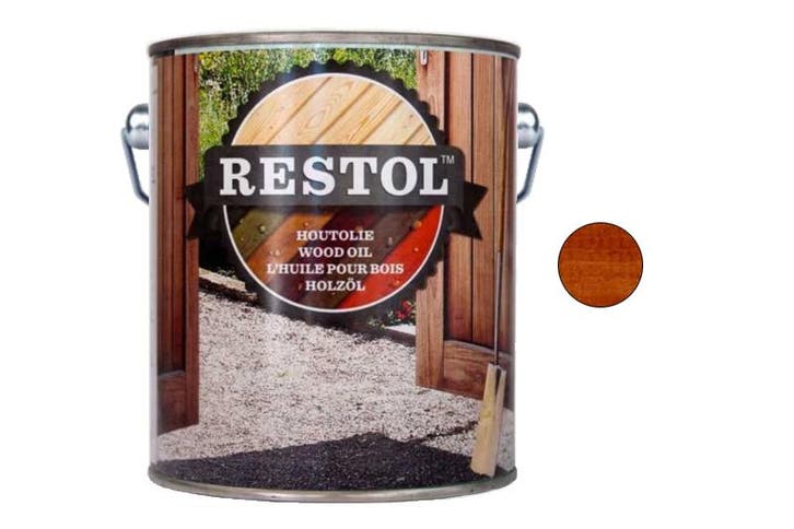 Restol Restol houtolie zijdeglans 2,5 liter, roodbruin, Doe-het-zelf en Verbouw, Verf, Beits en Lak, Nieuw, Verzenden