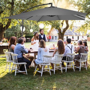 Parasol Apollon met slinger 2,5 x 2,5 m - lichtgrijs, Verzenden, Nieuw