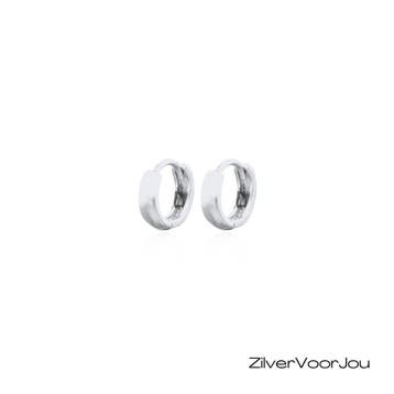 Zilveren mini huggie hoops 8 mm - 925 zilver, Verzenden, Nieuw, Zilver