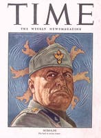 Cover Time Magazine1945 met Benito Mussolini (lijst optie), Verzenden