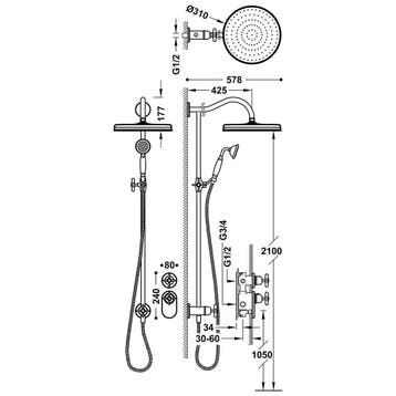 Regendoucheset Tres Clasic Opbouw Incl. Handdouche Inbouw, Ophalen of Verzenden, Nieuw