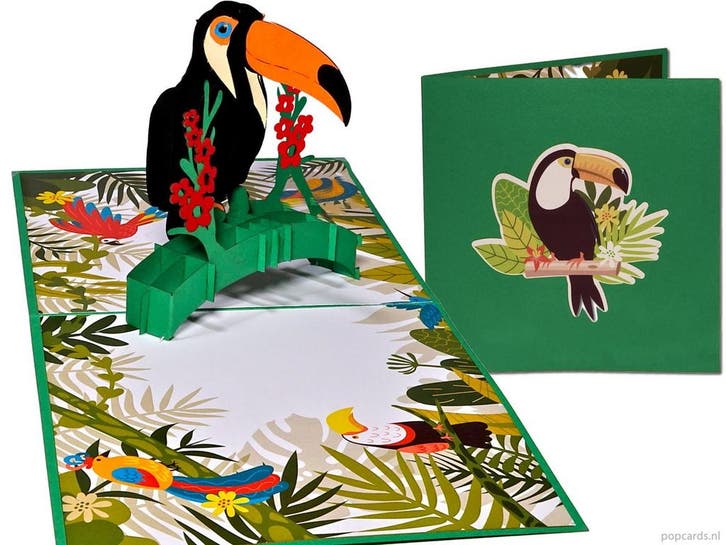 Spectaculaire Toekan Pop-up Kaart Spechtvogel, Diversen, Wenskaarten, Verzenden