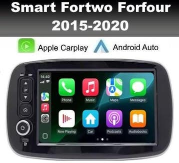 Smart 2015-2020 navigatie android 14 apple carplay dab+ wifi, Ophalen of Verzenden, Nieuw