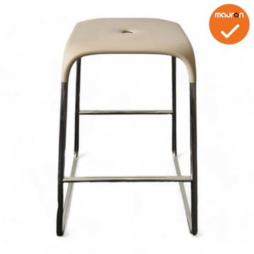Barkruk - Design - Zandkleur - Chroom onderstel (Krukken), Werkplek, Ophalen of Verzenden, Gebruikt, Overige typen
