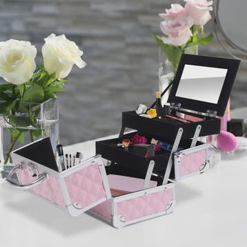 Homcom Make-up Koffer & Cosmetica Organizer - Compact & Roze, Verzenden, Nieuw