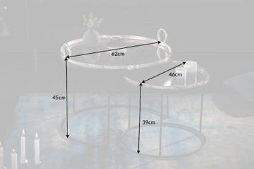 Set van 2 ronde salontafels ELEMENTS 65cm zilverzwart, Ophalen of Verzenden, Nieuw