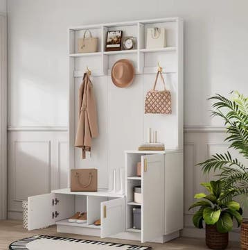 Moderne Witte Halmeubelset met Bank en Kapstokrek, Verzenden, Nieuw