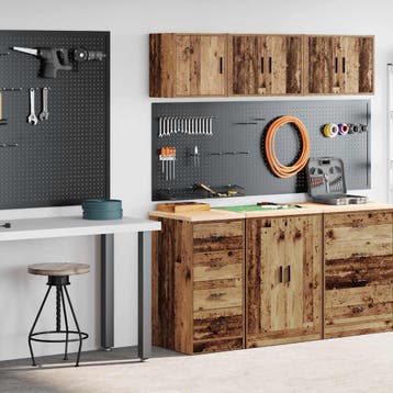 vidaXL Garagekasten 2 st bewerkt hout oud hout, Verzenden, Nieuw