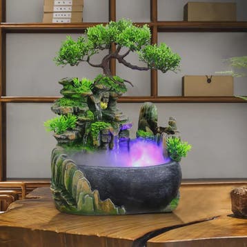 Desktop Waterval Fontein met LED Verlichting & Vernevelaar -, Tuin en Terras, Waterpartijen en Fonteinen, Verzenden, Nieuw