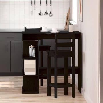 vidaXL Bartafel 100 x 48 x 101,5 cm Bewerkt hout Zwart Eiken, Huis en Inrichting, Tafels | Eettafels, Verzenden, Nieuw