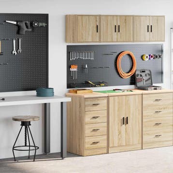 vidaXL Garagekasten 2 st Spaanplaat Sonoma eikenkleurig, Verzenden, Nieuw